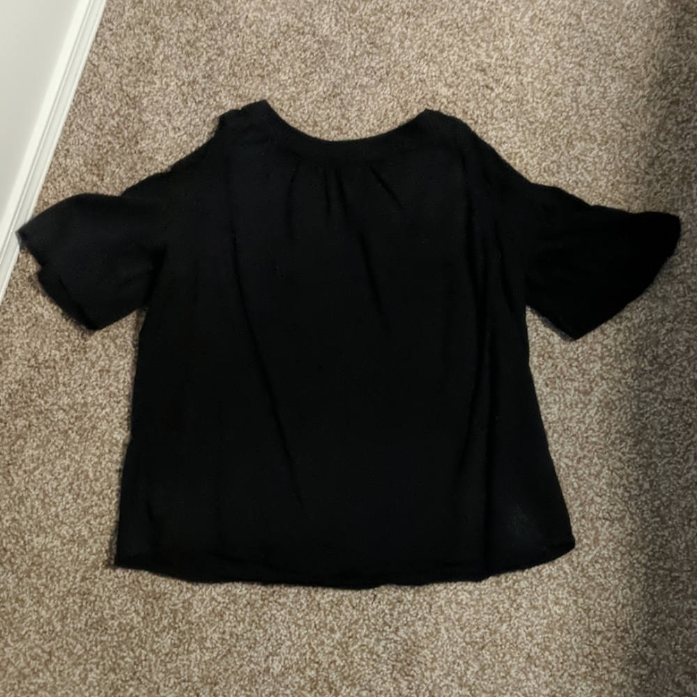 Black, shoulder cut out shirt